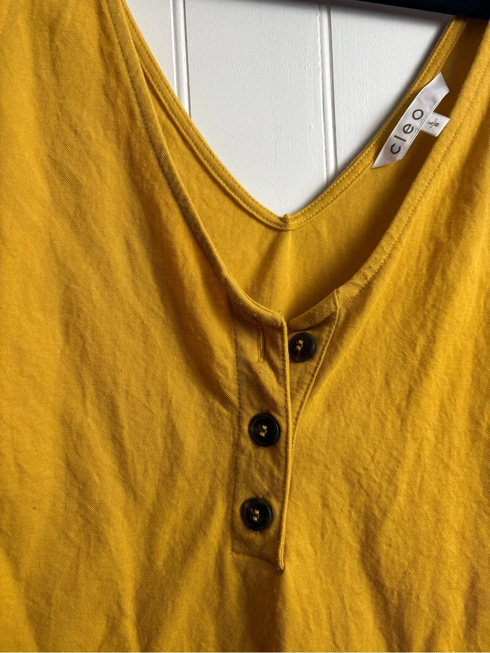 Cleo Mustard Yellow Cold Shoulder Top Size XL Casual Minimalist - Picture 3 of 6